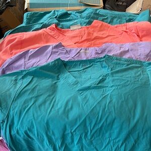 5 Colorful V-Neck Scrub Tops 2x